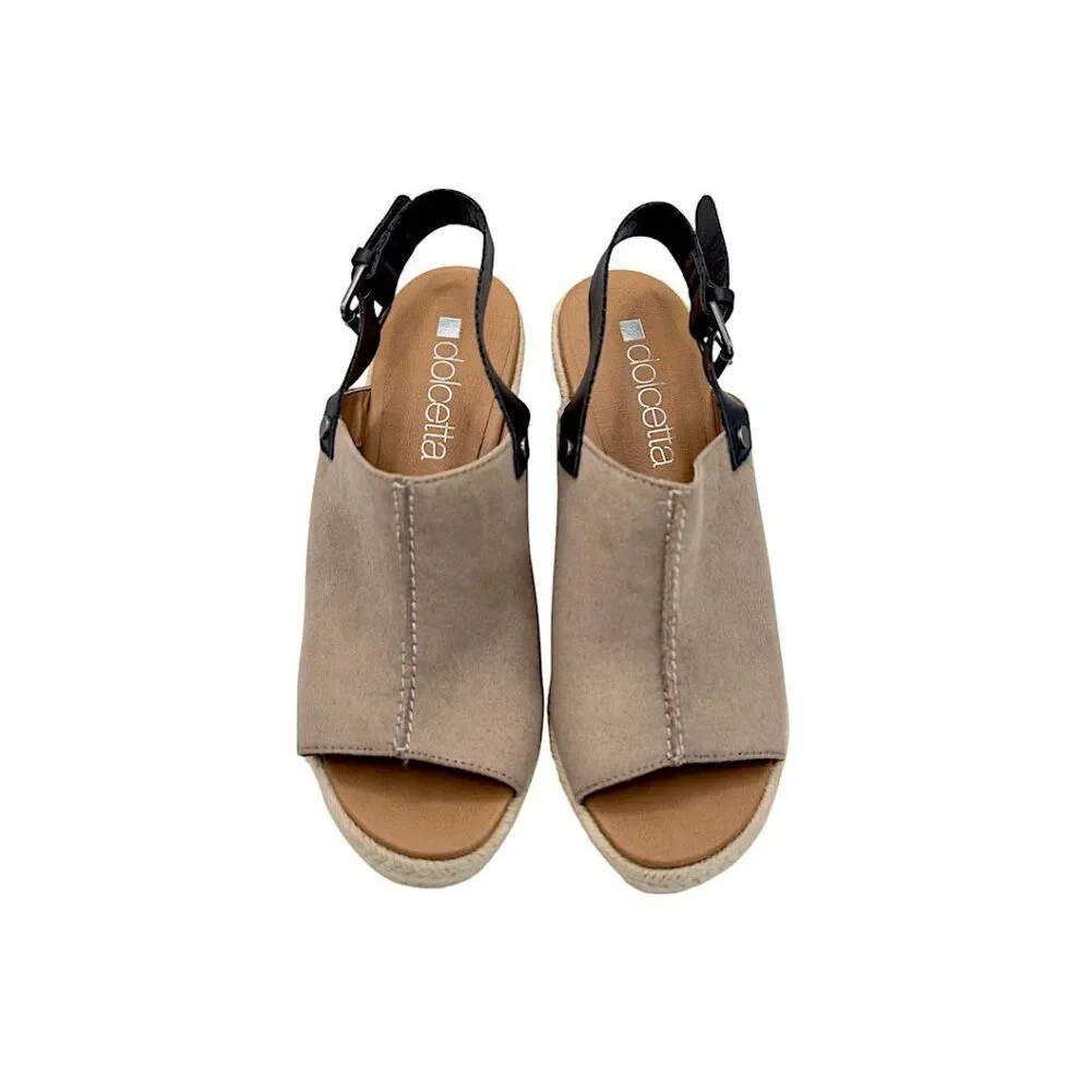 Dolcetta Selma Platform Espadrille Slingback Open-Toe Sandals | Beige 6